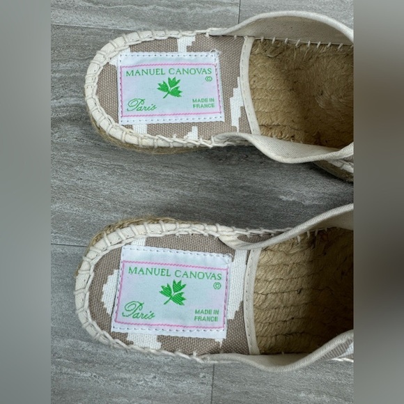 VTG NEW Manuel Canovas Espadrille Wedge Canvas Mules Size 39 US 8.5 - Picture 5 of 10